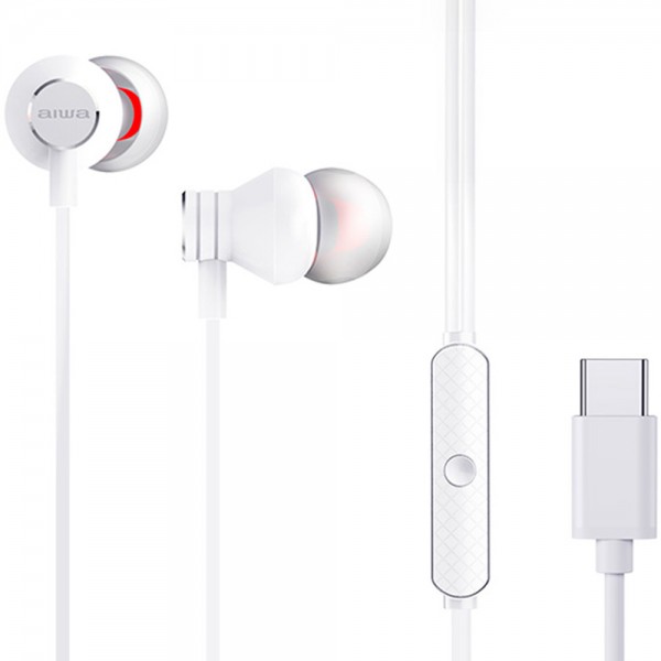 AIWA STEREO TYPE-C IN-EAR WITH REMOTE AND MIC WHITE