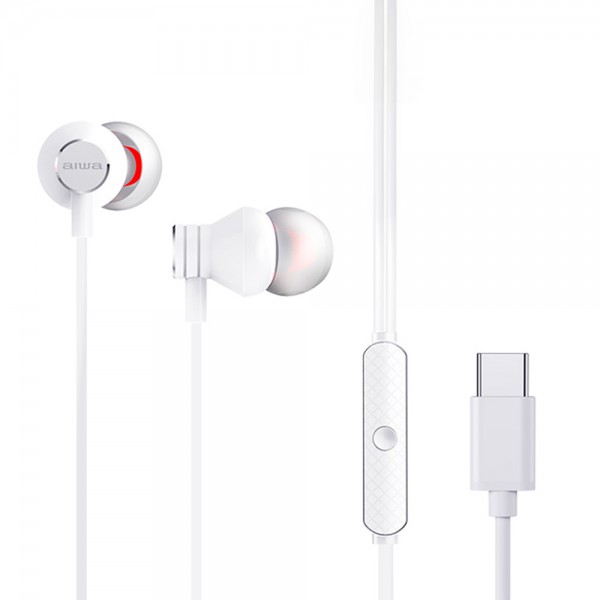 AIWA STEREO TYPE-C IN-EAR WITH REMOTE AND MIC WHITE