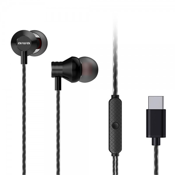 AIWA STEREO TYPE-C IN-EAR WITH REMOTE AND MIC BLACK