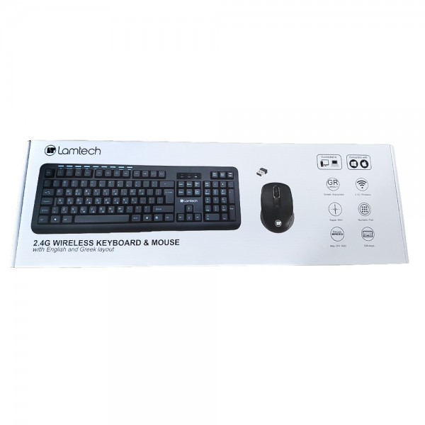 LAMTECH WIRELESS MULTIMEDIA KEYBOARD AND MOUSE GR LAYOUT BLACK