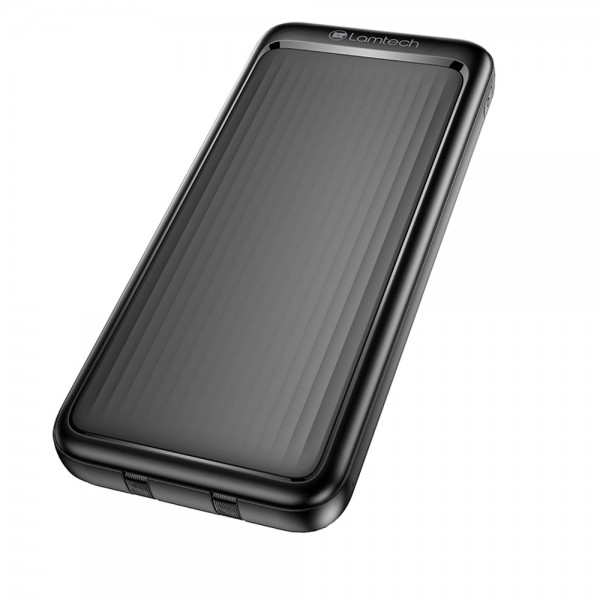 LAMTECH ULTRA-THIN POWERBANK WITH TYPE-C & LIGHTNING CABLES 10000mAh 22.5W BLACK