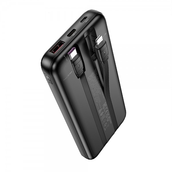 LAMTECH ULTRA-THIN POWERBANK WITH TYPE-C & LIGHTNING CABLES 10000mAh 22.5W BLACK