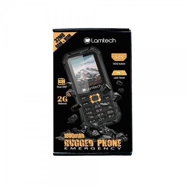 LAMTECH 2G DUAL SIM RUGGED PHONE 1800MAH BLACK/ORANGE