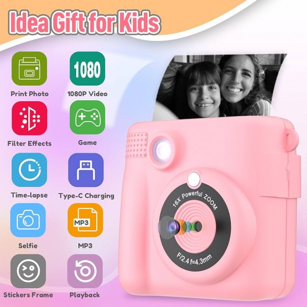 LAMTECH KID INSTANT CAMERA WITH FLASH PINK