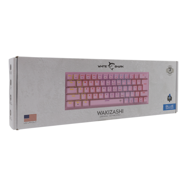 WHITE SHARK MECHANICAL KEYBOARD US BLUE SWITCH WAKIZASHI PINK