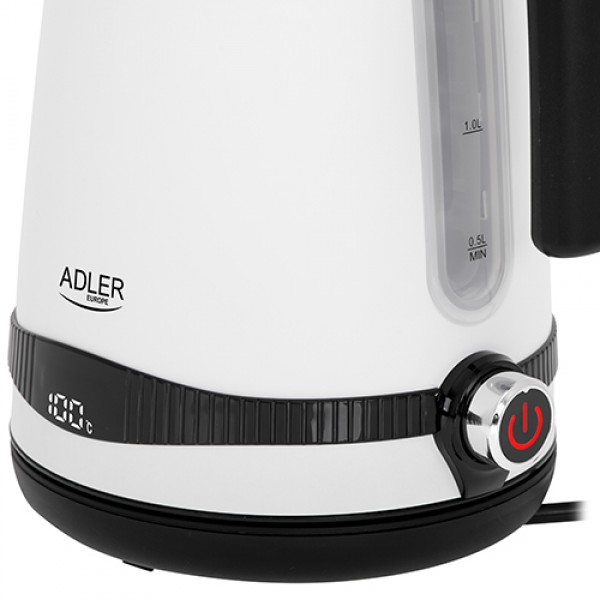 ADLER 1,7L STEEL ELECTRIC KETTLE WITH LCD AND TEMPERATURE CONTROL WHITE