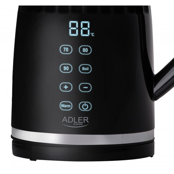 ADLER LED ELECTRIC KETTLE WITH TEMPERATURE CONTROL 1.7L BLACK