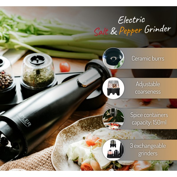 ADLER 3 IN 1 ELECTRIC SPICE GRINDER BLACK