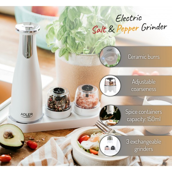 ADLER 3 IN 1 ELECTRIC SPICE GRINDER WHITE