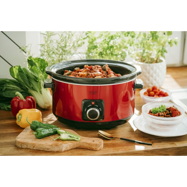 ADLER SLOW COOKER 5.8L RED