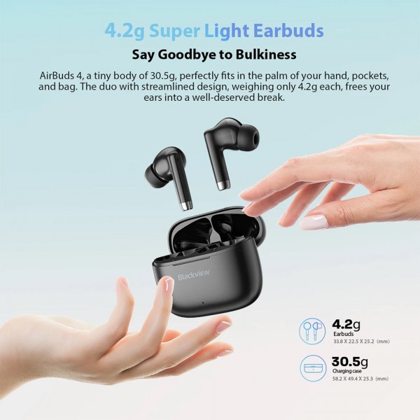 BLACKVIEW BT5.3 EARBUDS 4 WITH CHARGING DOCK BLACK