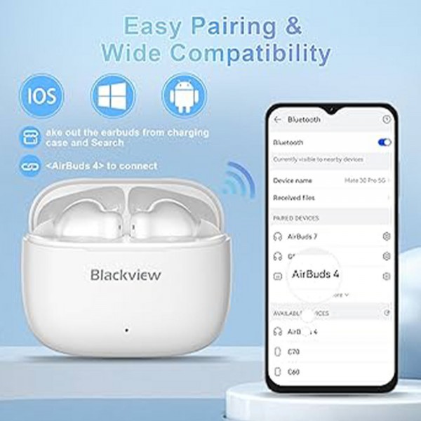 BLACKVIEW BT5.3 EARBUDS 4 WITH CHARGING DOCK WHITE