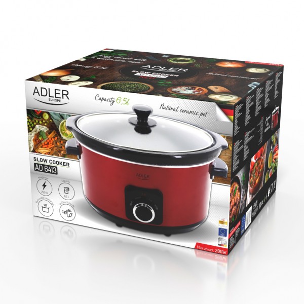 ADLER SLOW COOKER 5.8L RED