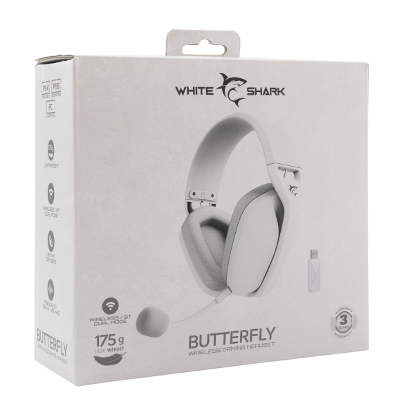 WHITE SHARK WIRELESS GAMING HEADSET WGH-2442 BUTTERFLY WHITE