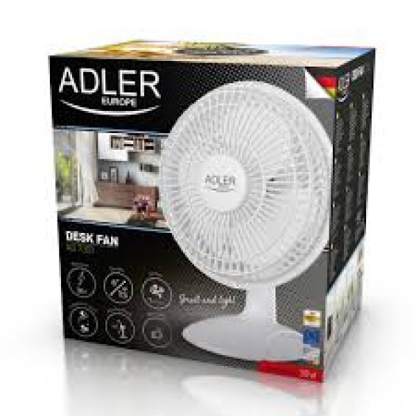 ADLER DESK FAN 15CM 15W~30W WHITE