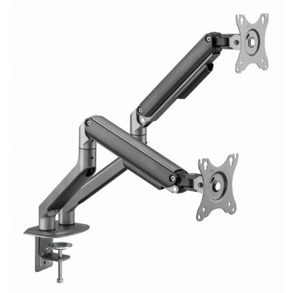 GEMBIRD DESK MOUNTED ADJUSTABLE DOUBLE MONITOR ARM SPACE GREY