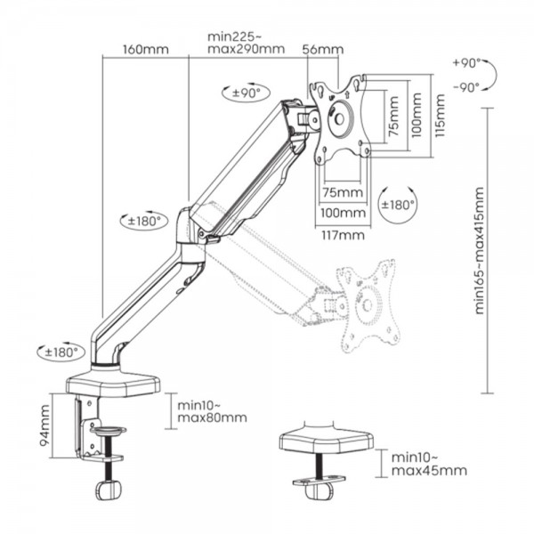 SBOX MONITOR STAND FOR 1 SCREEN 17'-32' VESA 100x100 MAX