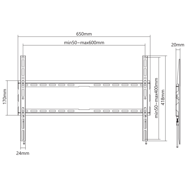 SBOX FIXED WALL MOUNT 37' -80' VESA 600x400 MAX