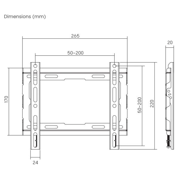 SBOX WALL MOUNT 23'-43' VESA 200x200 MAX