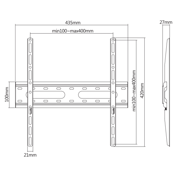 SBOX FIXED WALL MOUNT 32' - 70' / 81 cm - 178 cm VESA 400x400 MAX