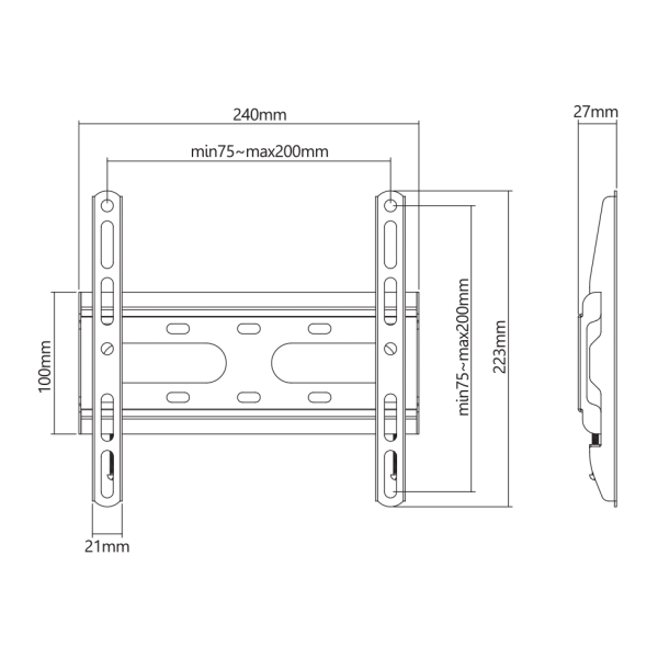 SBOX WALL MOUNT  23' - 43' / 58 cm - 109 cm VESA 200x200 MAX