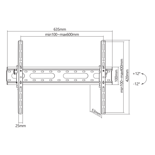 SBOX WALL MOUNT 37'-80' TILT VESA MAX 600x400