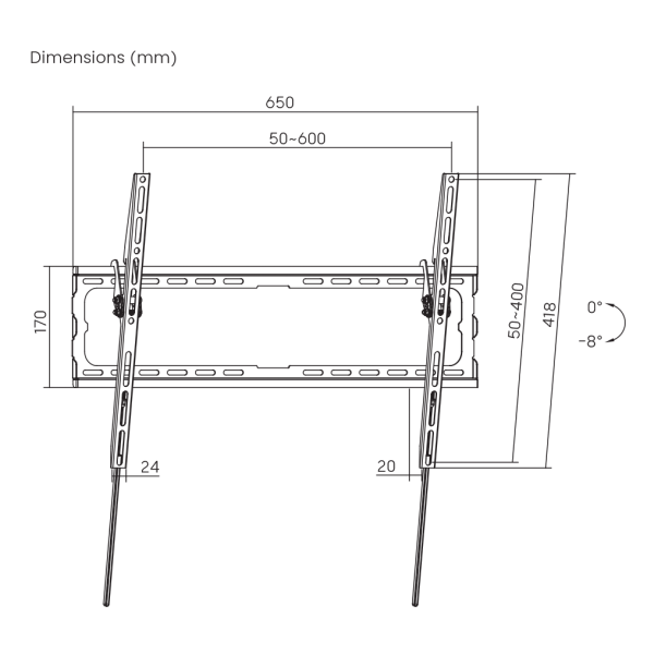 SBOX WALL MOUNT 37' - 80' /94 - 203CM VESA 600x400 MAX