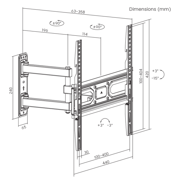 SBOX TV STAND 32'-55' / 81-140CM VESA 400x400 MAX