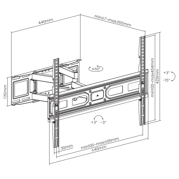 SBOX WALL MOUNT 37'-80' VESA 600x400 MAX