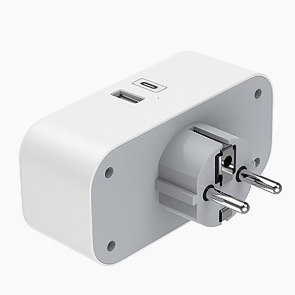 TESSAN 4 IN 1 WALL SOCKET 2xSCHUKO, 1xTYPE-C,1xUSB