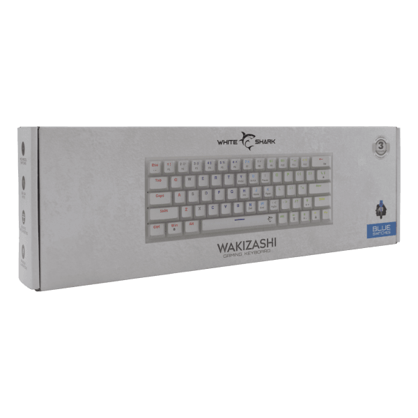 WHITE SHARK MECHANICAL KEYBOARD US BLUE SWITCH WAKIZASHI WHITE