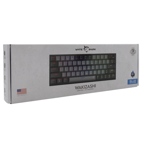 WHITE SHARK MECHANICAL KEYBOARD US BLUE SWITCH WAKIZASHI GREY/BLACK