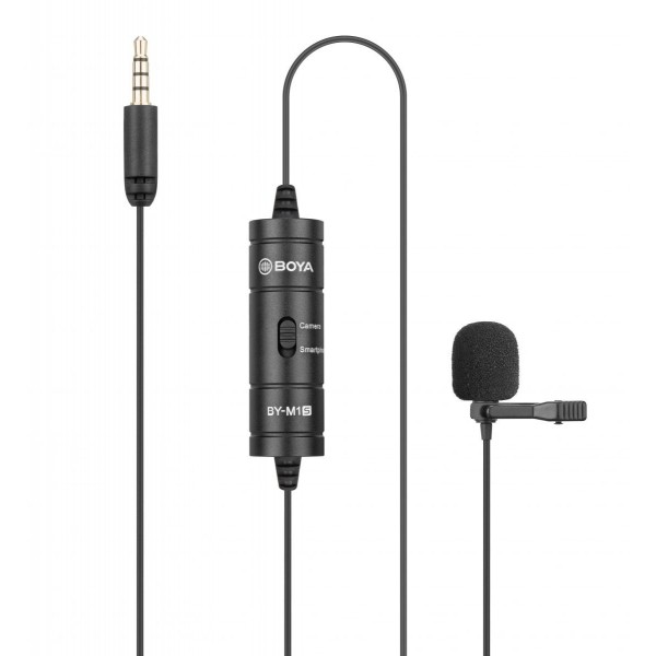 BOYA BY-M1S (M1 Smart) wired mic Universal Lavalier Microphone 3.5mm for phone, laptop, camera