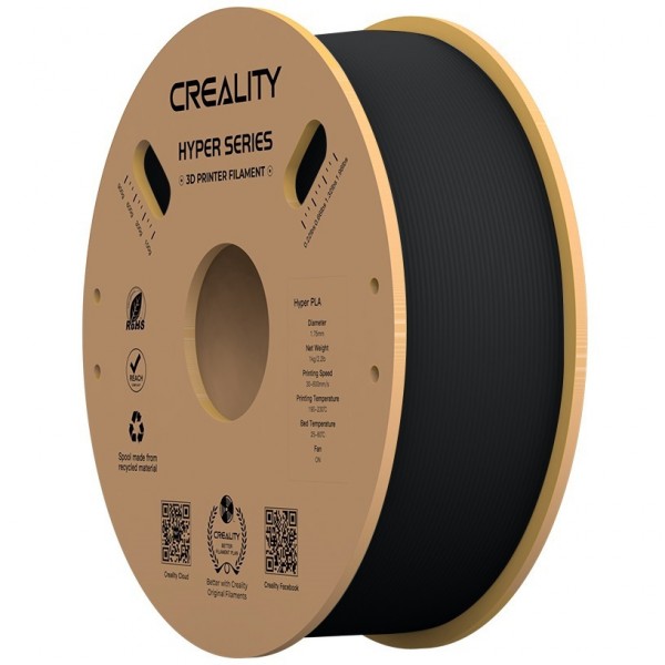 Creality Hyper PLA Black 3D Printer Filament, High Speed, 1 kg Spool1.75