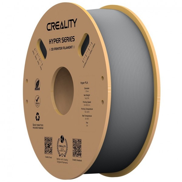 Creality Hyper PLA Grey 3D Printer Filament, High Speed, 1 kg Spool1.75 3301010340 gray