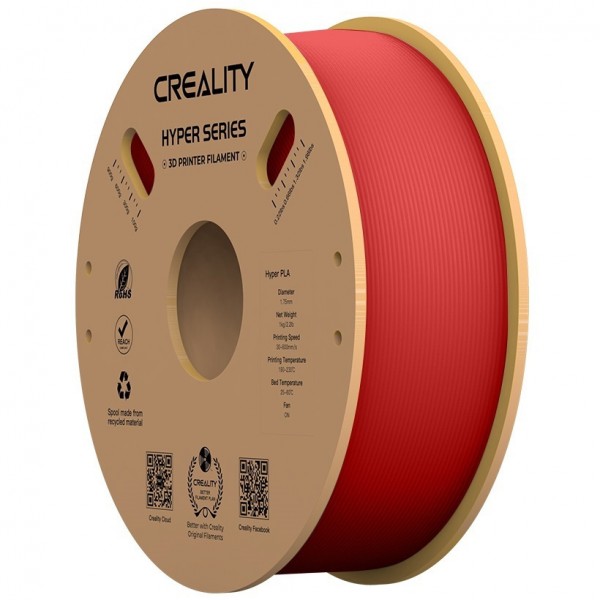 Creality Hyper PLA Red 3D Printer Filament, High Speed, 1 kg Spool1.75