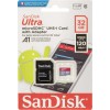 Sandisk Κάρτα Μνήμης 32GB microSDHC Ultra Class 10 U1 A1 UHS-I με αντάπτορα SDSQUA4-032G-GN6MA