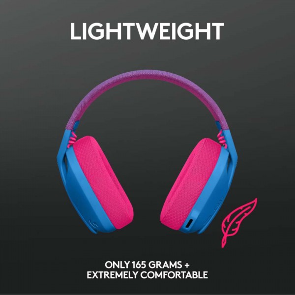 Logitech G435 Lightspeed Ασύρματο Over Ear Gaming Headset με σύνδεση Bluetooth / USB Μπλε/Φούξια 981-001062