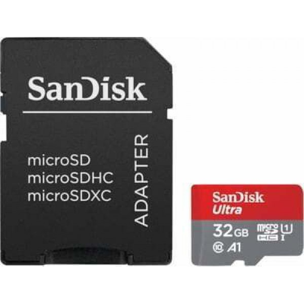 Sandisk Κάρτα Μνήμης 32GB microSDHC Ultra Class 10 U1 A1 UHS-I με αντάπτορα SDSQUA4-032G-GN6MA