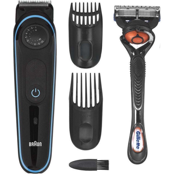 Braun Beard Trimmer 3 Σετ Επαναφορτιζόμενης Κουρευτικής Μηχανής Black/Blue BT3240