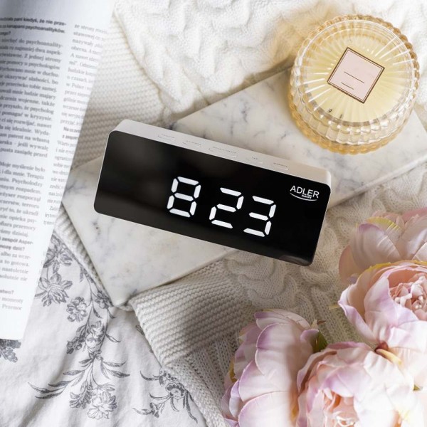 ADLER LED ALARM CLOCK WHITE