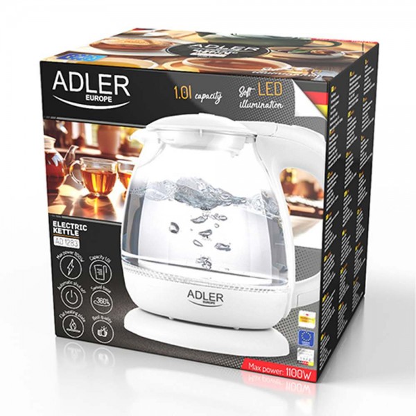 ADLER ELECTRIC GLASS KETTLE 1L GREY