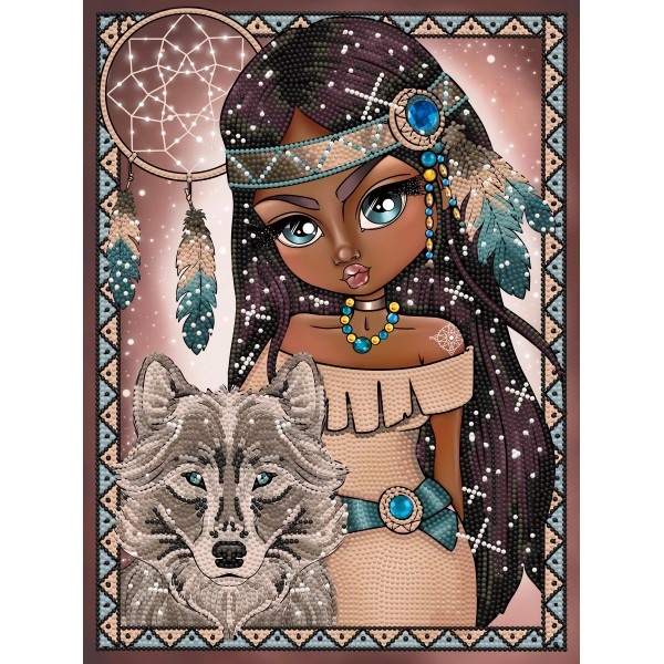 Ψηφιδωτό Diamond Dotz - Indian Girl with Wolf #DD7.075