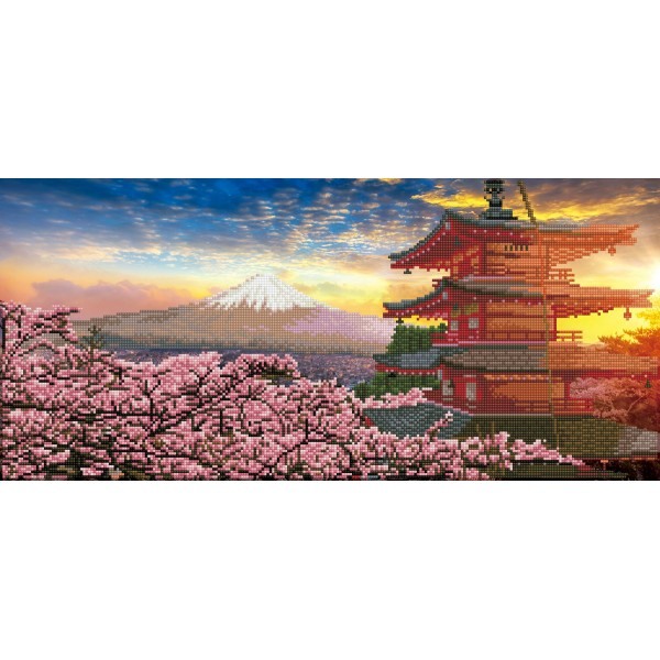 Ψηφιδωτό Diamond Dotz - Mount Fuji and Chureito pagoda at sunset, Japan SD9.402