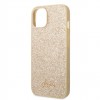 Guess Glitter Flakes Case with Ikonik Patch and Vintage Script Logo Θήκη προστασίας από σιλικόνη – iPhone 14 Plus (Glitter Gold) #GUHCP14MHGGSHD