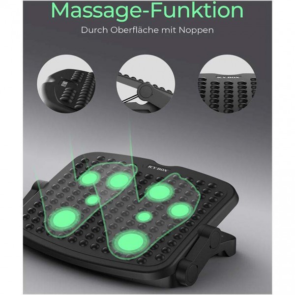 ICY BOX ERGONOMIC ADJUSTABLE FOOTREST BLACK