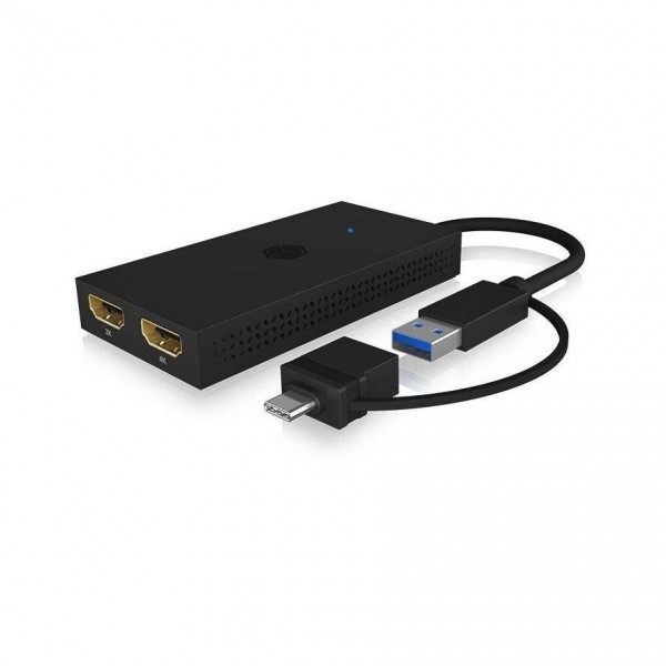 ICY BOX USB & TYPE-C TO DUAL HDMI SPLITTER