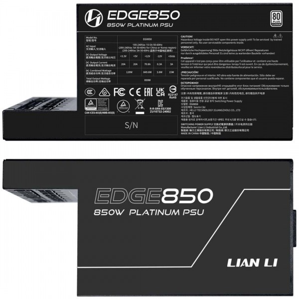 Lian Li Edge 850W Black 80+ Gold, Fully Modular SFX PSU