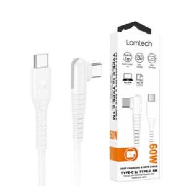 LAMTECH TYPE-C TO TYPE-C 60W DATA & CHARGE CABLE WHITE