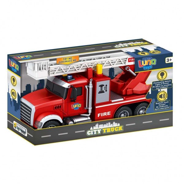 Πυροσβεστικό Όχημα Friction Luna Toys 1:14, με φως και ήχο 34,5x12x18 εκ.